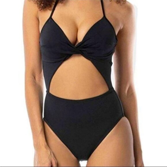NWT Sundazed Swimsuit‎ 34C Black Willa Twist One Piece Bra Sized Underwire - Picture 3 of 6